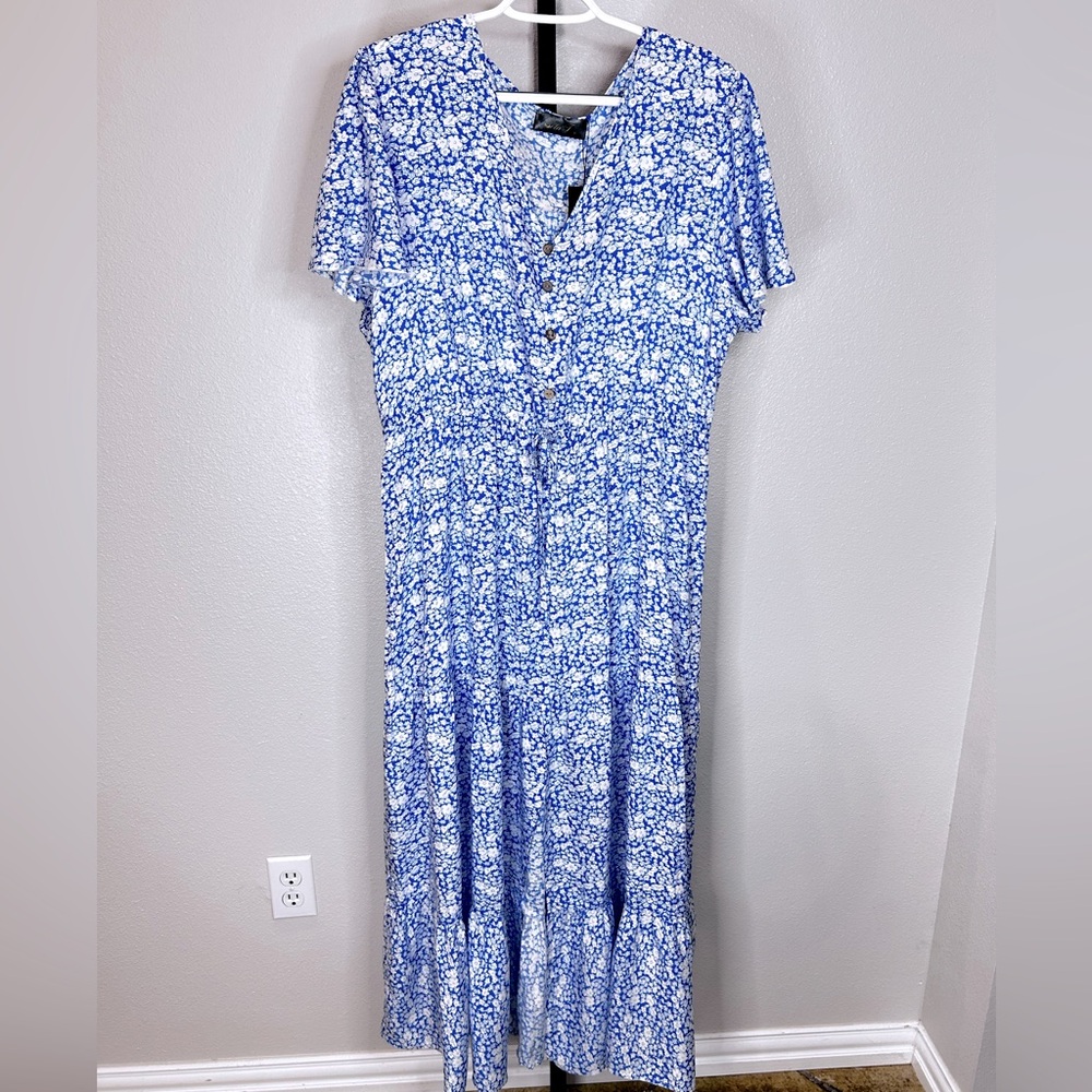 Seta T Women’s XL Floral Blue Maxi Dress